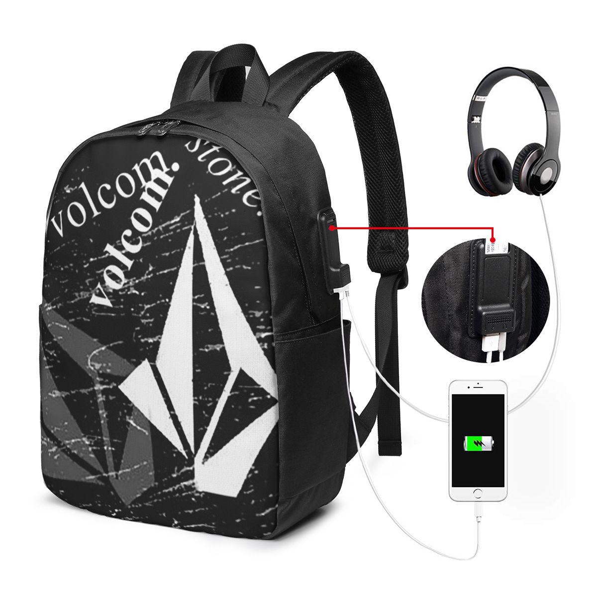 Women Bags Logo - Zaino con logo V-Volcom, borsa da