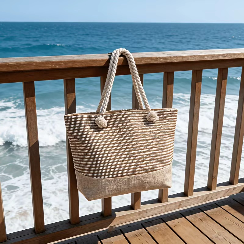 Women Bags White - Borsa Tote da Donna a Righe