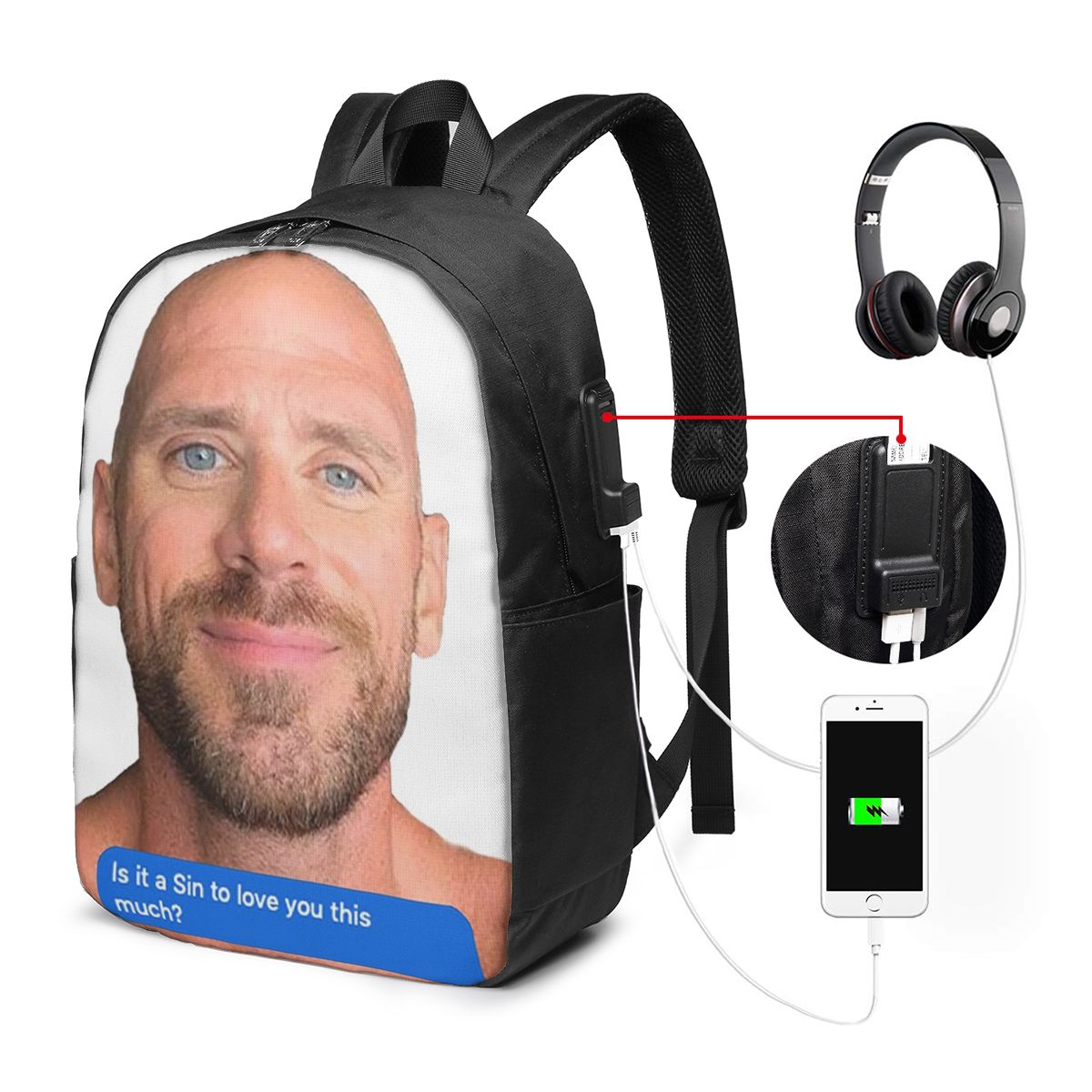 Zaino Johnny Sins Flirty Text  - Women'S Bags recensione e prezzo